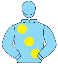 LIGHT BLUE, large yellow spots, light blue cap