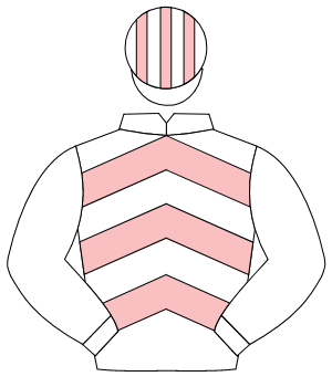 WHITE & PINK CHEVRONS, white sleeves, striped cap