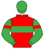 RED, emerald green hoop, emerald green sleeves, red armlet, emerald green cap