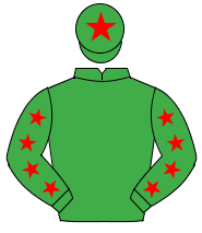 EMERALD GREEN, red stars on sleeves, emerald green cap, red star                                                                                      