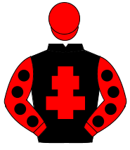 BLACK, red cross of lorraine, red sleeves, black spots, red cap                                                                                       