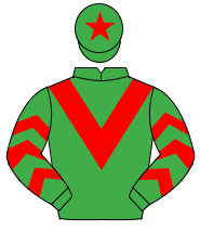 EMERALD GREEN, red chevron & chevrons on sleeves, emerald green cap, red star                                                                         