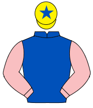 ROYAL BLUE, pink sleeves, yellow cap, royal blue star                                                                                                 