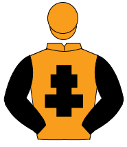 ORANGE, black cross of lorraine, black sleeves, orange cap                                                                                            