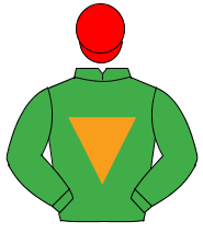 EMERALD GREEN, orange inverted triangle, red cap                                                                                                      
