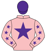 PINK, purple star, purple stars on sleeves, purple cap                                                                                                