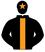 BLACK, orange panel, orange star on cap