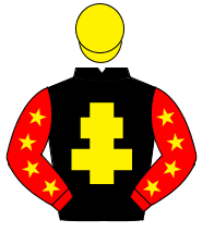 BLACK, yellow cross of lorraine, red sleeves, yellow stars, yellow cap                                                                                