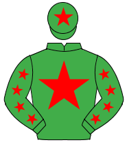 EMERALD GREEN, red star, red stars on sleeves, red star on cap                                                                                        