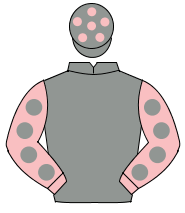 GREY, pink sleeves, grey spots, grey cap, pink spots                                                                                                  