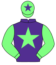 PURPLE, light green star & sleeves, light green cap, purple star                                                                                      