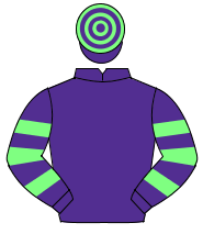 PURPLE, purple & light green hooped sleeves, hooped cap                                                                                               