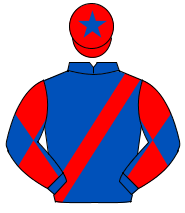 ROYAL BLUE, red sash, diabolo on sleeves, red cap, royal blue star