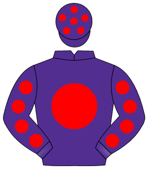 PURPLE, red disc, red spots on sleeves, purple cap, red spots                                                                                         