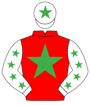 RED, emerald green star, white sleeves, emerald green stars, white cap, emerald green star                                                            
