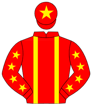 RED, yellow braces, yellow stars on sleeves, yellow star on cap                                                                                       