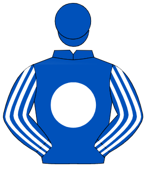 ROYAL BLUE, white disc, striped sleeves, royal blue cap                                                                                               