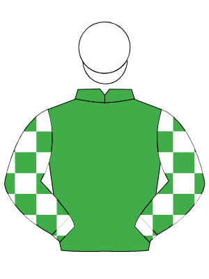 EMERALD GREEN, emerald green & white check sleeves, white cap