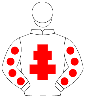 WHITE, red cross of lorraine, red spots on sleeves, white cap