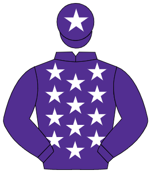 PURPLE, white stars, purple sleeves, white star on cap