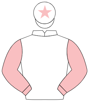 WHITE, pink sleeves, white cap, pink star