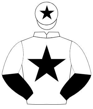 WHITE, black star, black & white halved sleeves, white cap, black star