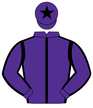 PURPLE, black seams, black star on cap