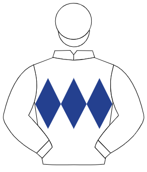 WHITE, dark blue triple diamond, white cap
