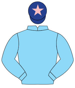 LIGHT BLUE, dark blue cap, pink star