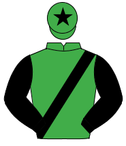 EMERALD GREEN, black sash & sleeves, emerald green cap, black star                                                                                    