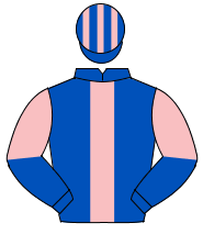 ROYAL BLUE, pink panel, halved sleeves, striped cap                                                                                                   
