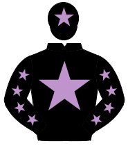 BLACK, mauve star & stars on sleeves, black cap, mauve star                                                                                           