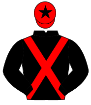 BLACK, red cross sashes, red cap, black star                                                                                                          