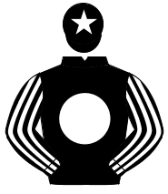 BLACK, white disc, striped sleeves, black cap, white star                                                                                             