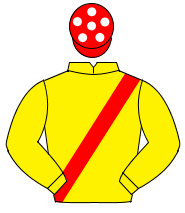 YELLOW, red sash, red cap, white spots                                                                                                                