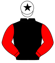 BLACK, red sleeves, white cap, black star                                                                                                             