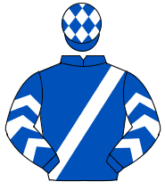 ROYAL BLUE, white sash, white chevrons on sleeves, royal blue cap, white diamonds                                                                     