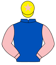 ROYAL BLUE, pink sleeves, yellow cap, pink star                                                                                                       