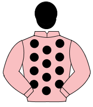 PINK, black spots, pink sleeves, black cap                                                                                                            