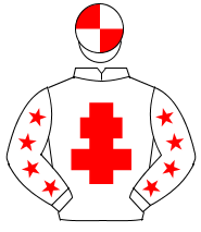 WHITE, red cross of lorraine, red stars on sleeves, quartered cap                                                                                     