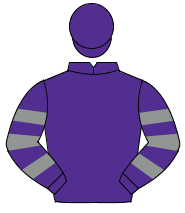 PURPLE, purple & grey hooped sleeves, purple cap                                                                                                      