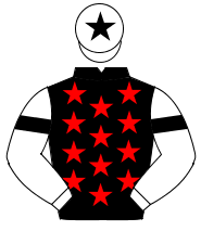 BLACK, red stars, white sleeves, black armlet, white cap, black star                                                                                  
