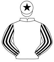 WHITE, white & black striped sleeves, black star on cap                                                                                               