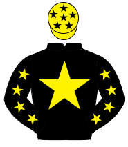 BLACK, yellow star, yellow stars on sleeves, yellow cap, black stars                                                                                  