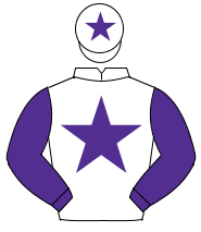 WHITE, purple star & sleeves, purple star on cap                                                                                                      