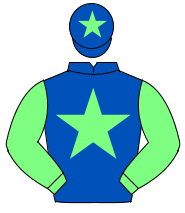 ROYAL BLUE, light green star & sleeves, light green star on cap