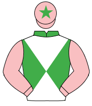 EMERALD GREEN & WHITE DIABOLO, pink sleeves, pink cap, emerald green star                                                                             