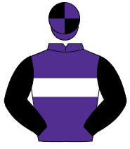 PURPLE, white hoop, black sleeves, purple & black quartered cap                                                                                       