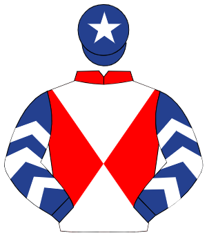 RED & WHITE DIABOLO, dark blue sleeves, white chevrons, dark blue cap, white star