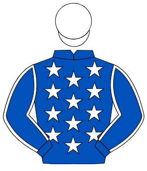 ROYAL BLUE, white stars, white seams on sleeves, white cap